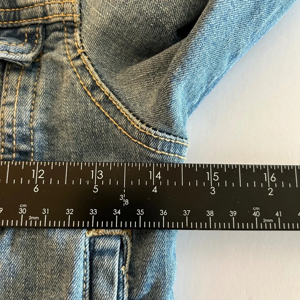 Old Navy Kids Blue Denim Trucker Jacket Size S 6-7 Junipero Medium Wash Stretch